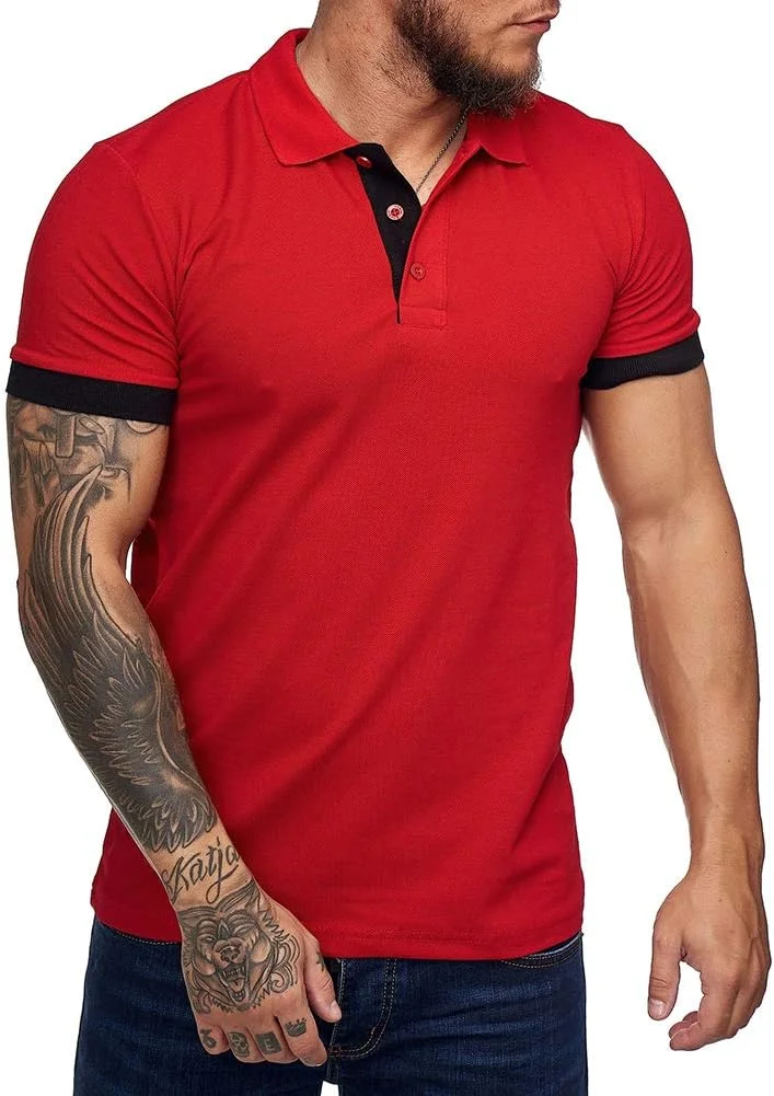 تی شرت آستین کوتاه مردانه، مدل یقه دار، طراحی ساده و برش کلاسیک، از جنس پنبه