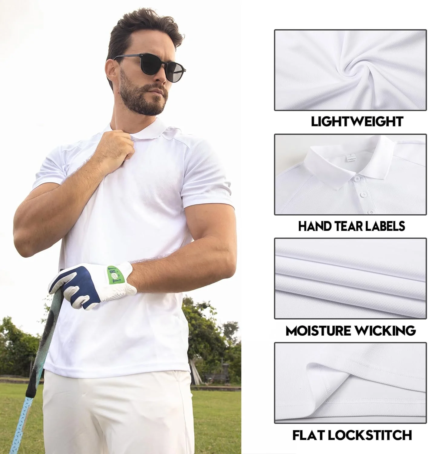 پولوشرت مردانه ZENGVEE با قابلیت جذب رطوبت، آستین کوتاه، عملکرد سریع خشک شوندگی، مناسب گلف و ورزش