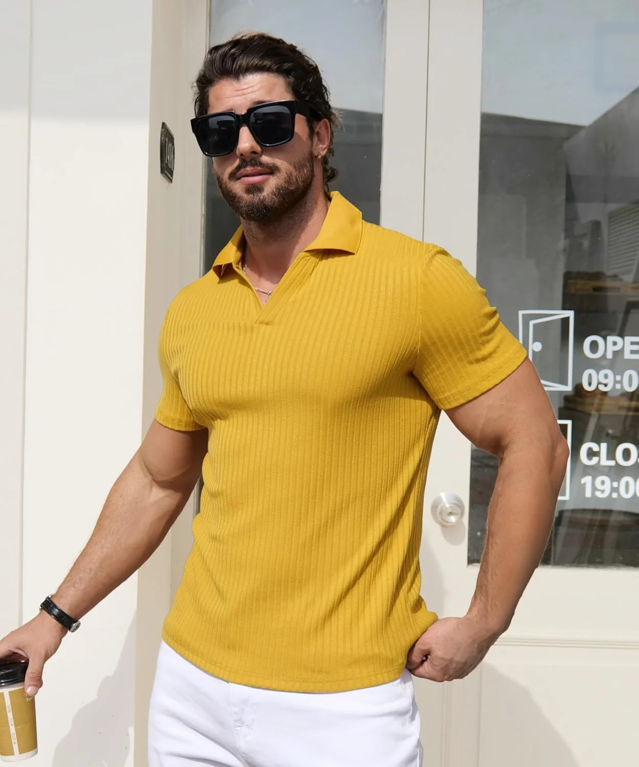 تی‌شرت پولو مردانه YTD، یقه هفت، آستین کوتاه، بافتنی نرم و کشسان