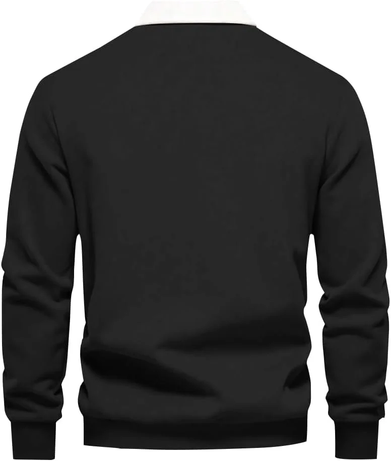 پولوشرت آستین بلند مردانه ZAFUL، پلیور و سویشرت، یقه متضاد، دکمه دار، مناسب گلف