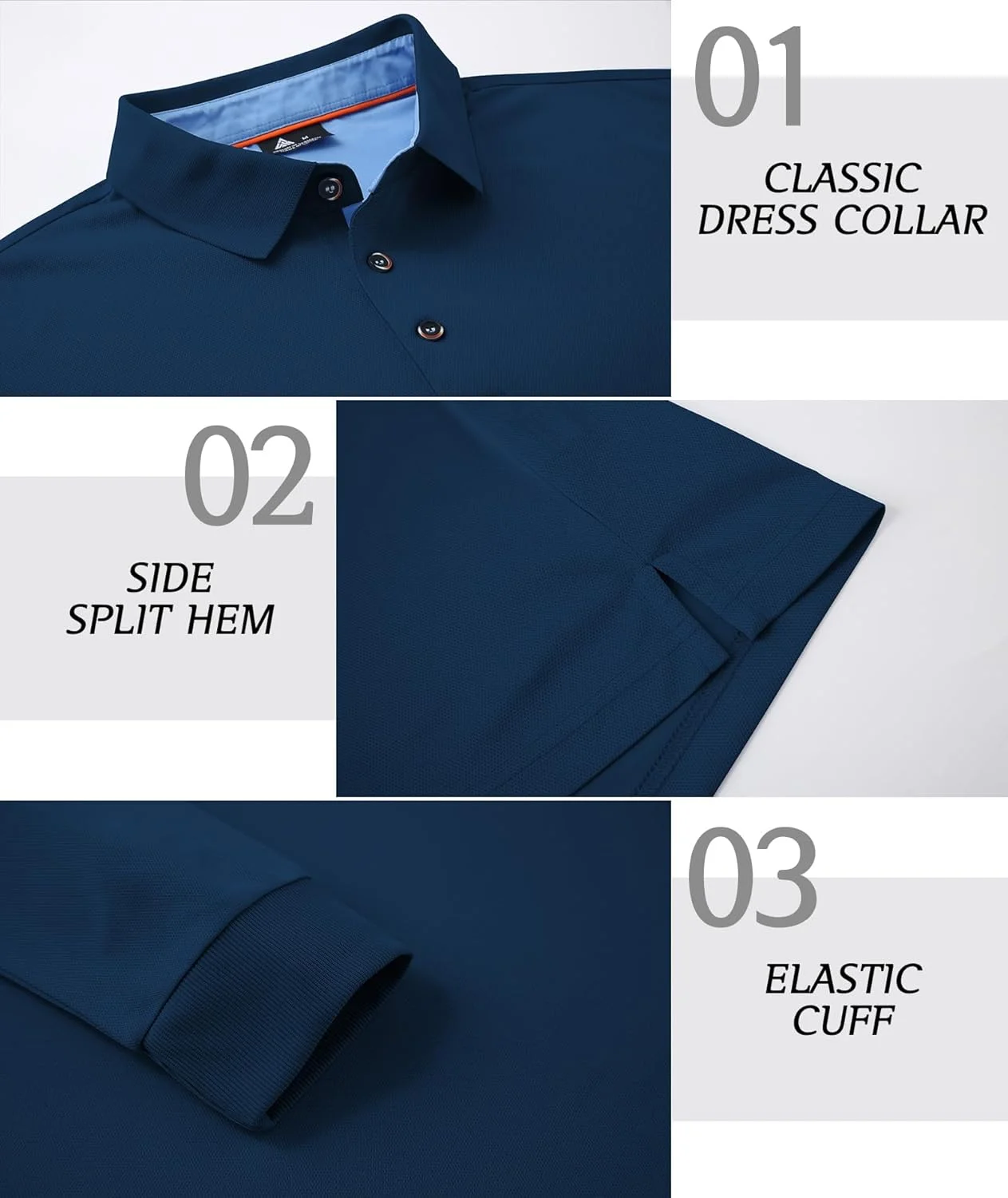 ست سه عددی پولوشرت آستین بلند مردانه ZITY، مناسب گلف و استفاده روزمره، با قابلیت جذب رطوبت