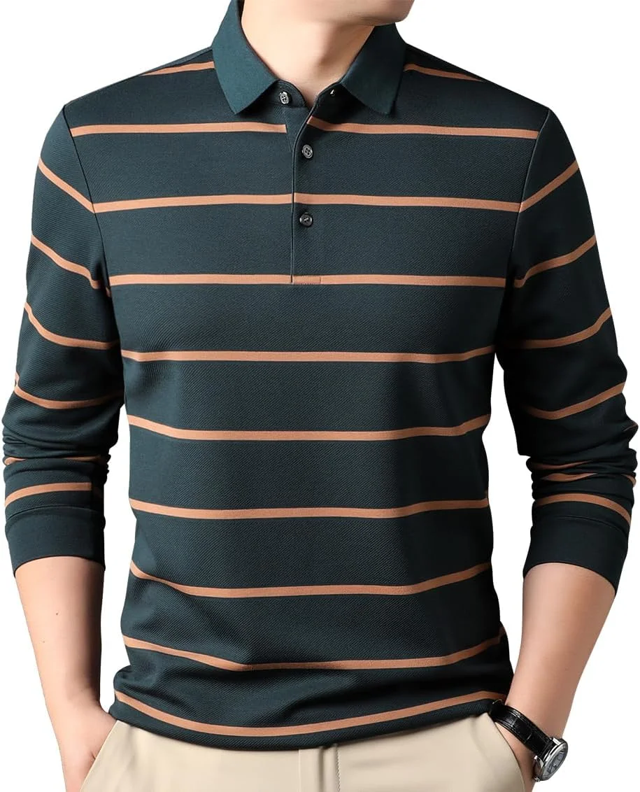 پیراهن مردانه آستین بلند راه راه دکمه دار یقه دار