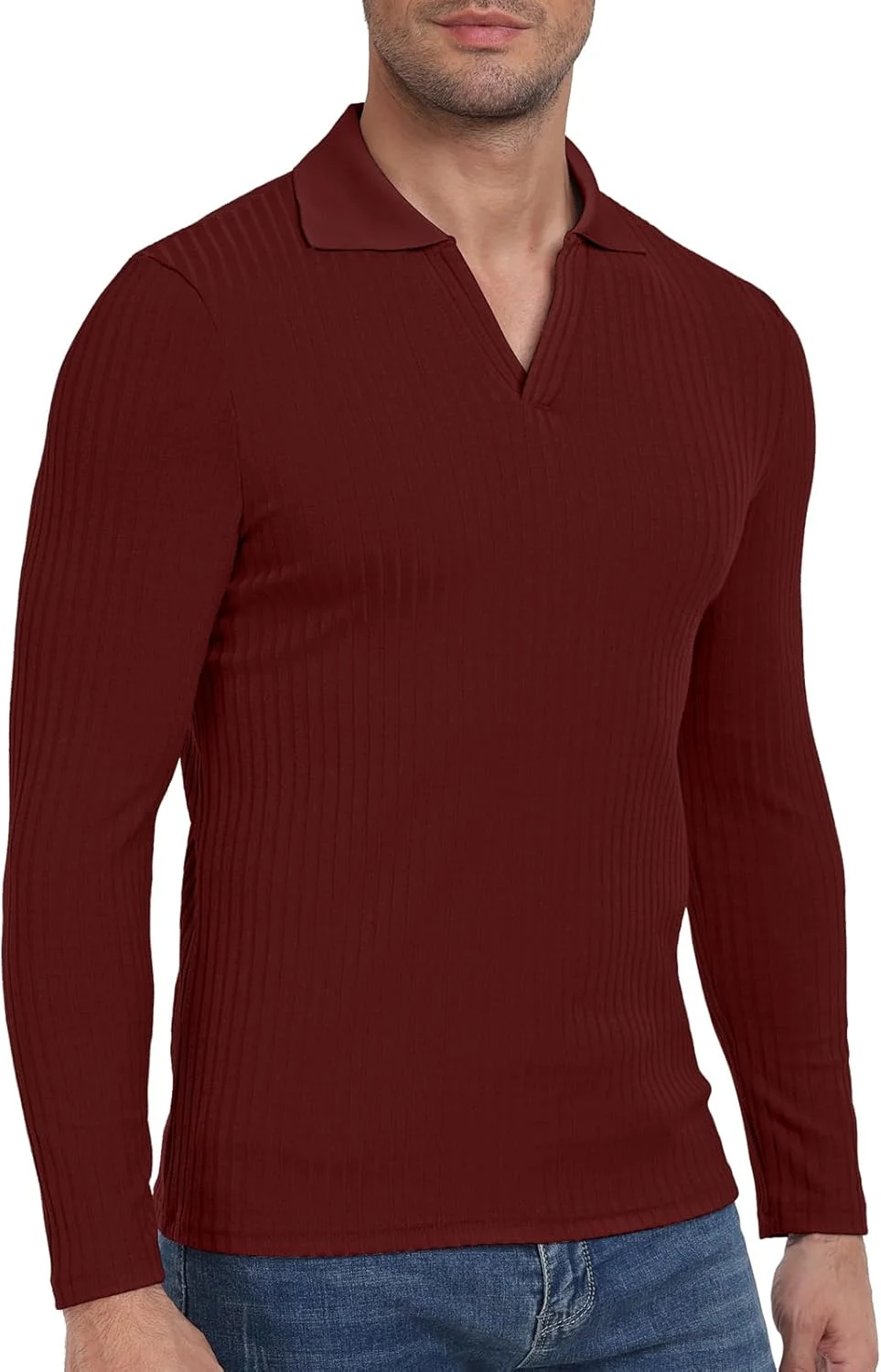 تی‌شرت پولو آستین بلند مردانه YTD، یقه هفت، جذب، مناسب گلف، بافتنی نرم و غیررسمی