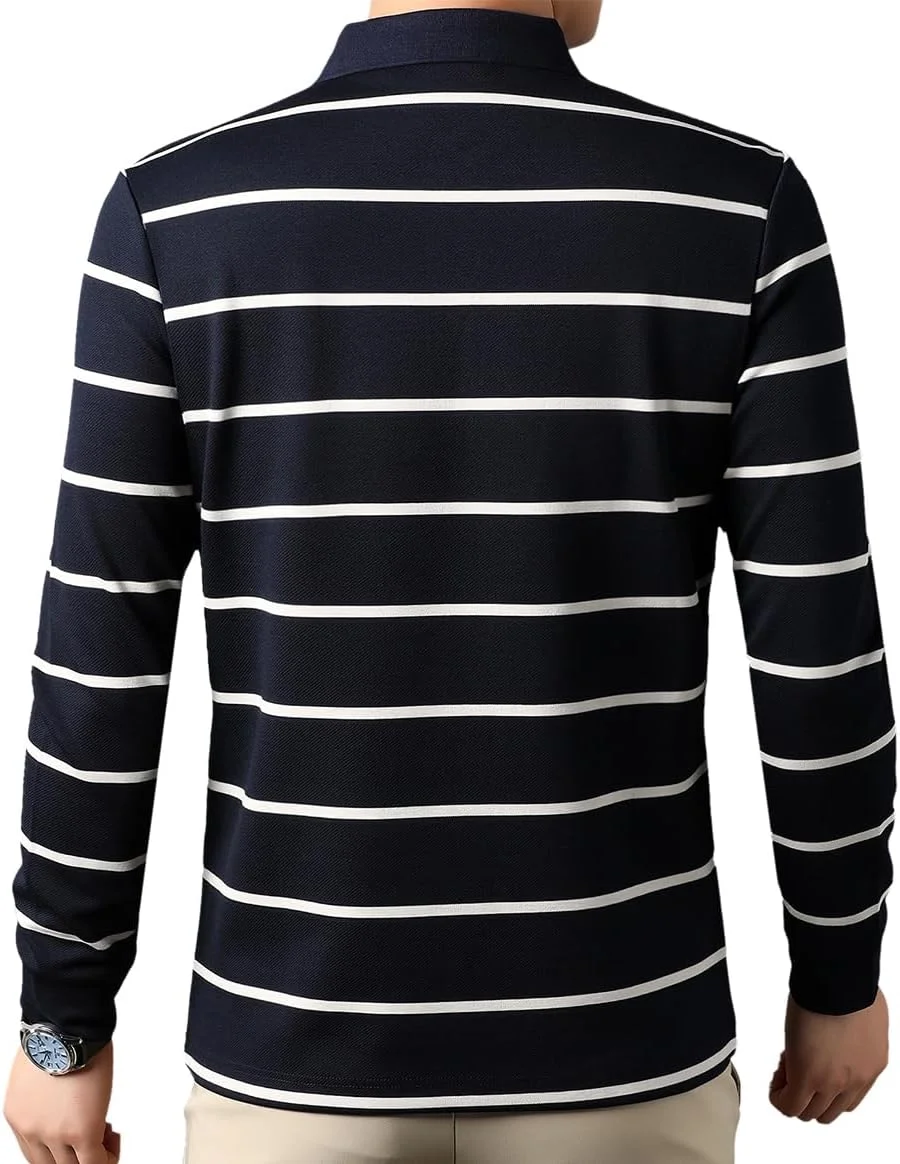 پیراهن مردانه آستین بلند راه راه دکمه دار یقه دار