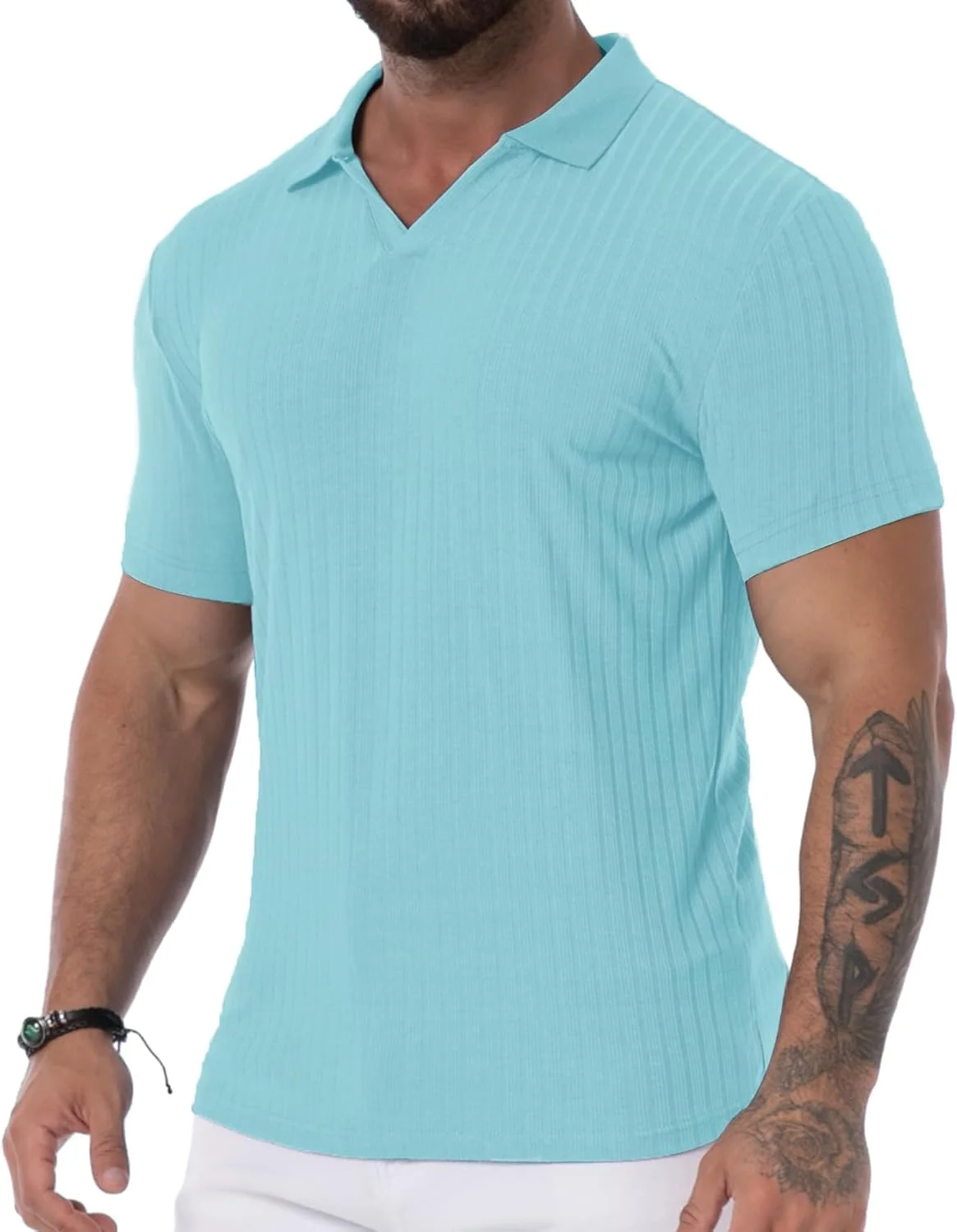 پولوشرت مردانه یقه دار، آستین کوتاه، یقه هفت، تی شرت مردانه زیپ دار، پیراهن گلف راه راه، غیر رسمی و شیک