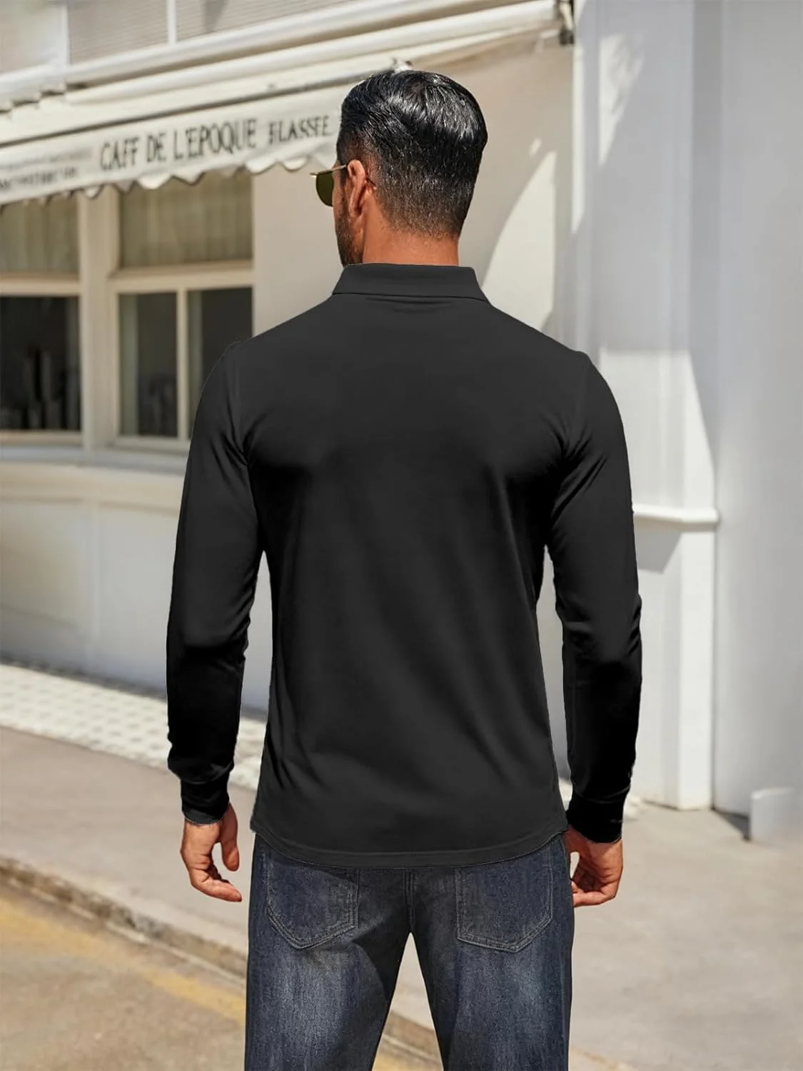 پولوشرت آستین بلند مردانه، تیشرت دکمه دار یقه دار، مناسب گلف