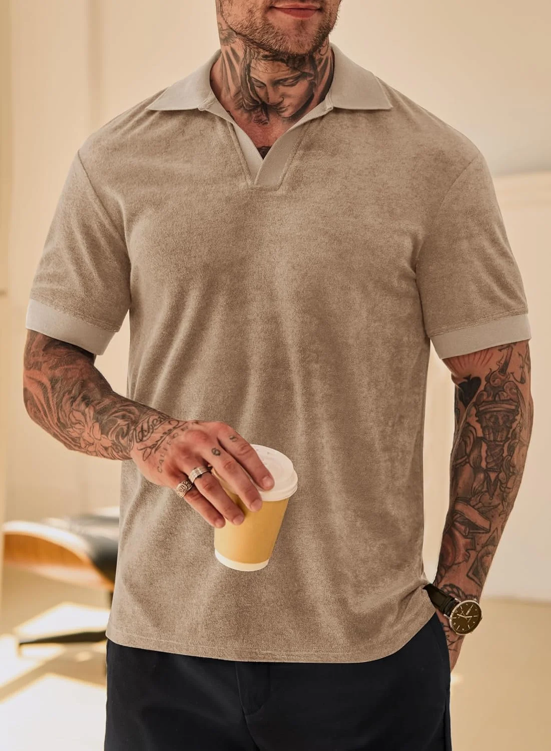 پولوشرت مردانه تری، یقه جانی، آستین کوتاه، مناسب تابستان