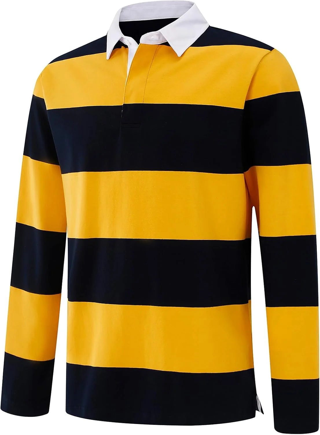 پولوشرت مردانه راه راه نخی با قابلیت جذب رطوبت، یقه دار کلاسیک، مناسب گلف و استفاده روزمره برای آقایان