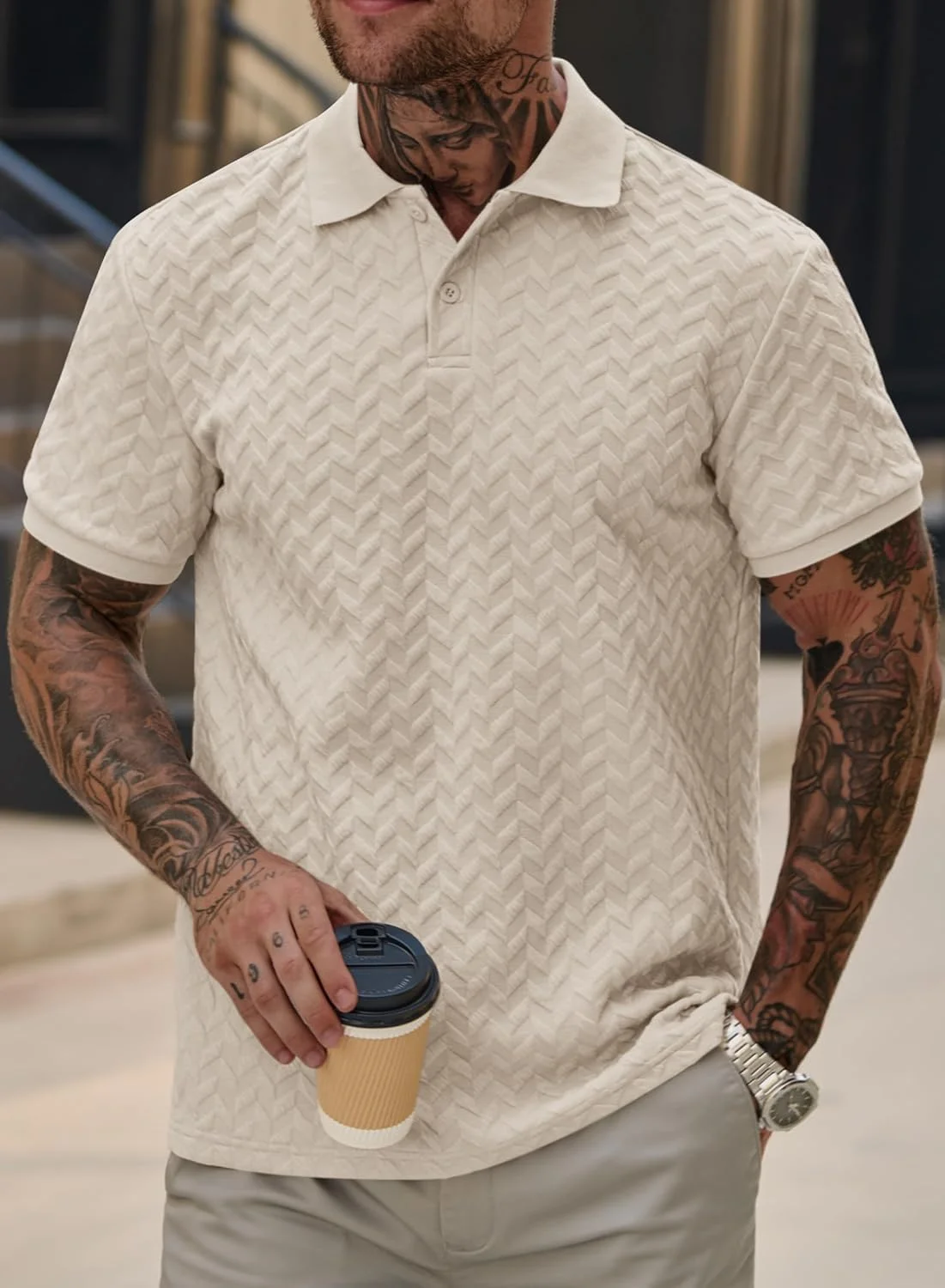 پولوشرت مردانه بافت‌دار آستین کوتاه تابستانی