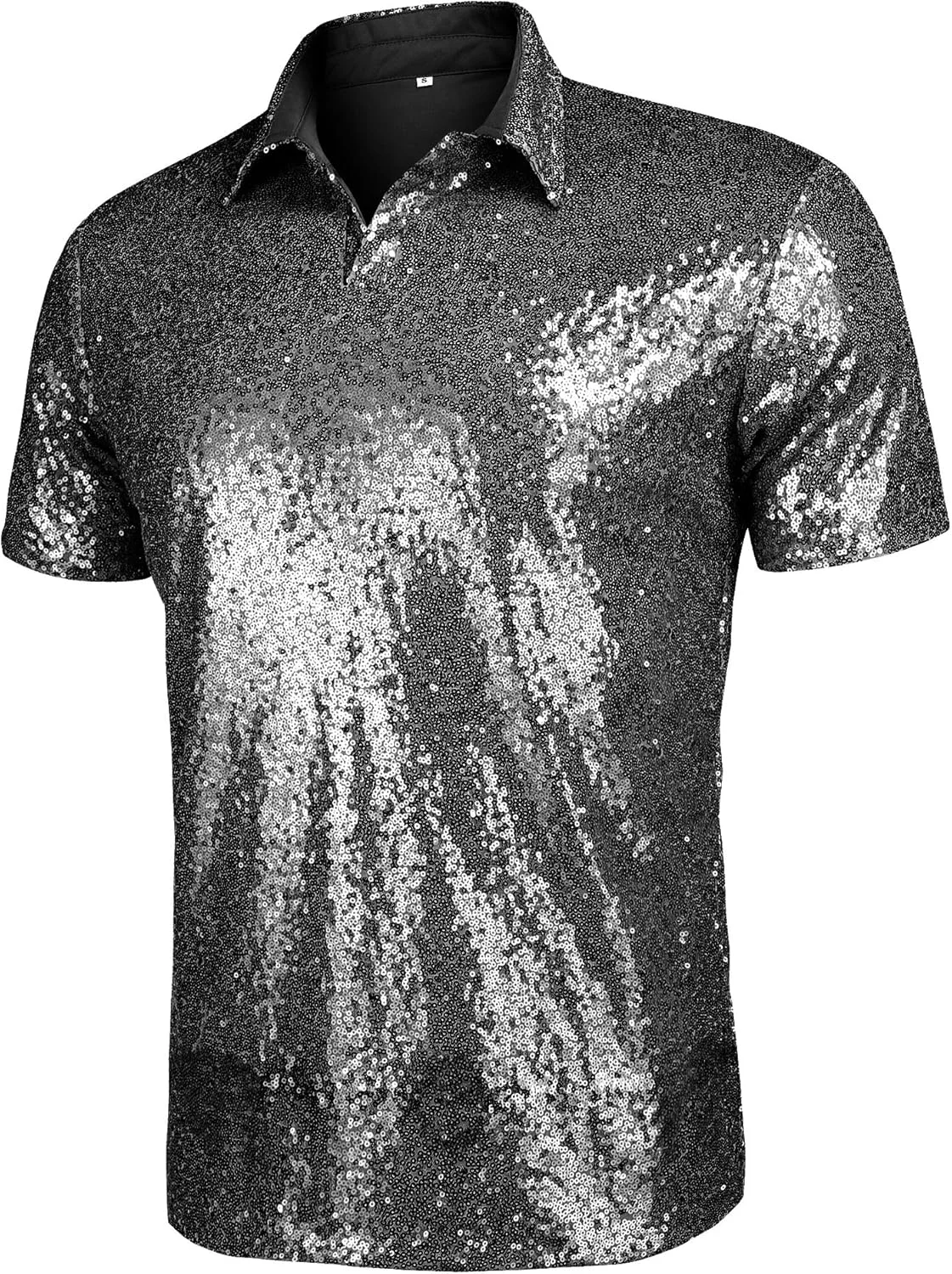 پولوشرت آستین کوتاه مردانه با پولک درخشان مناسب مهمانی و کلوب شبانه پولوشرت آستین کوتاه مردانه با پولک درخشان مناسب مهمانی و کلوب شبانه