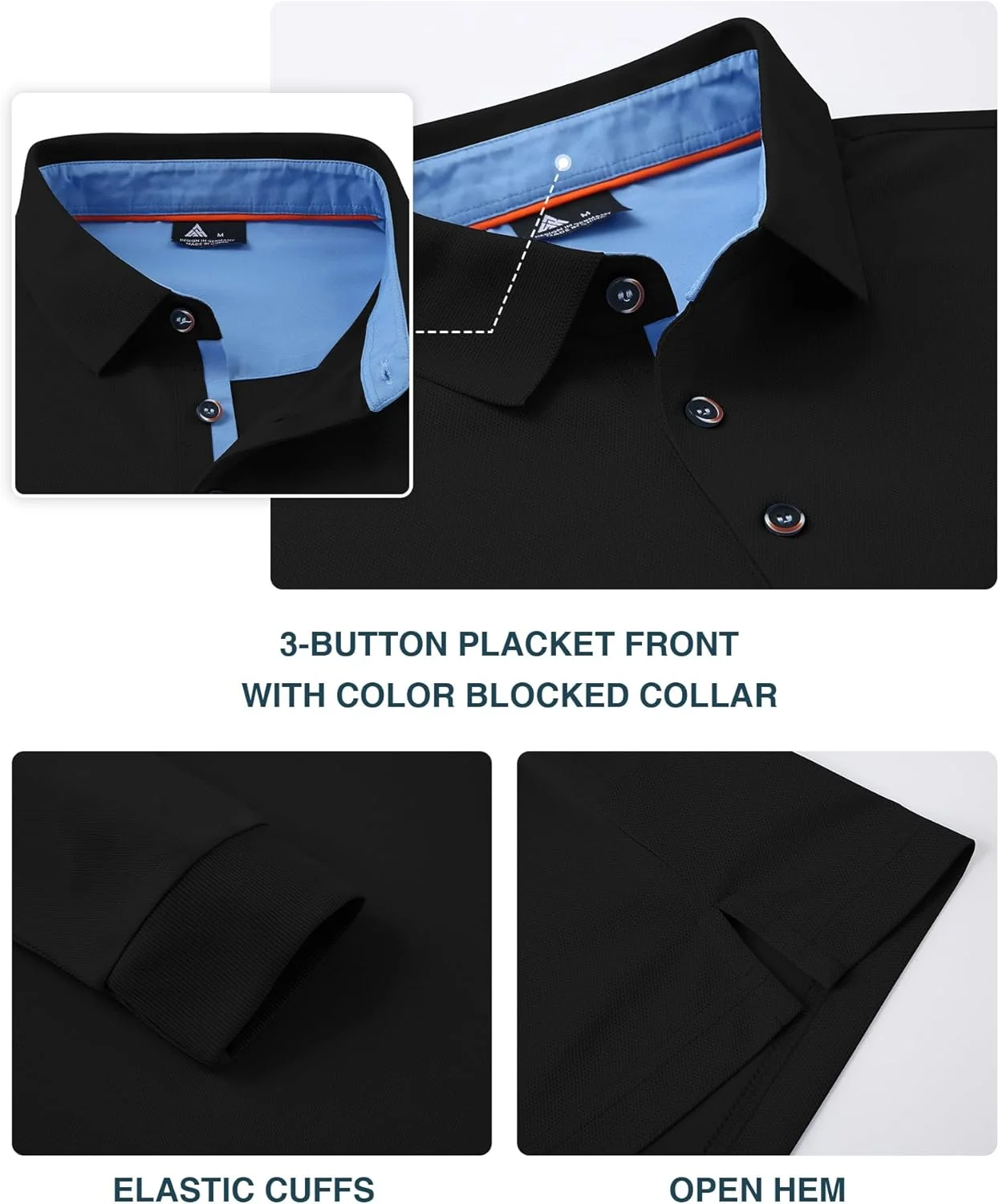 V VALANCH بسته 3 عددی پولوشرت آستین بلند مردانه، مناسب گلف، سفر کاری و استفاده روزمره