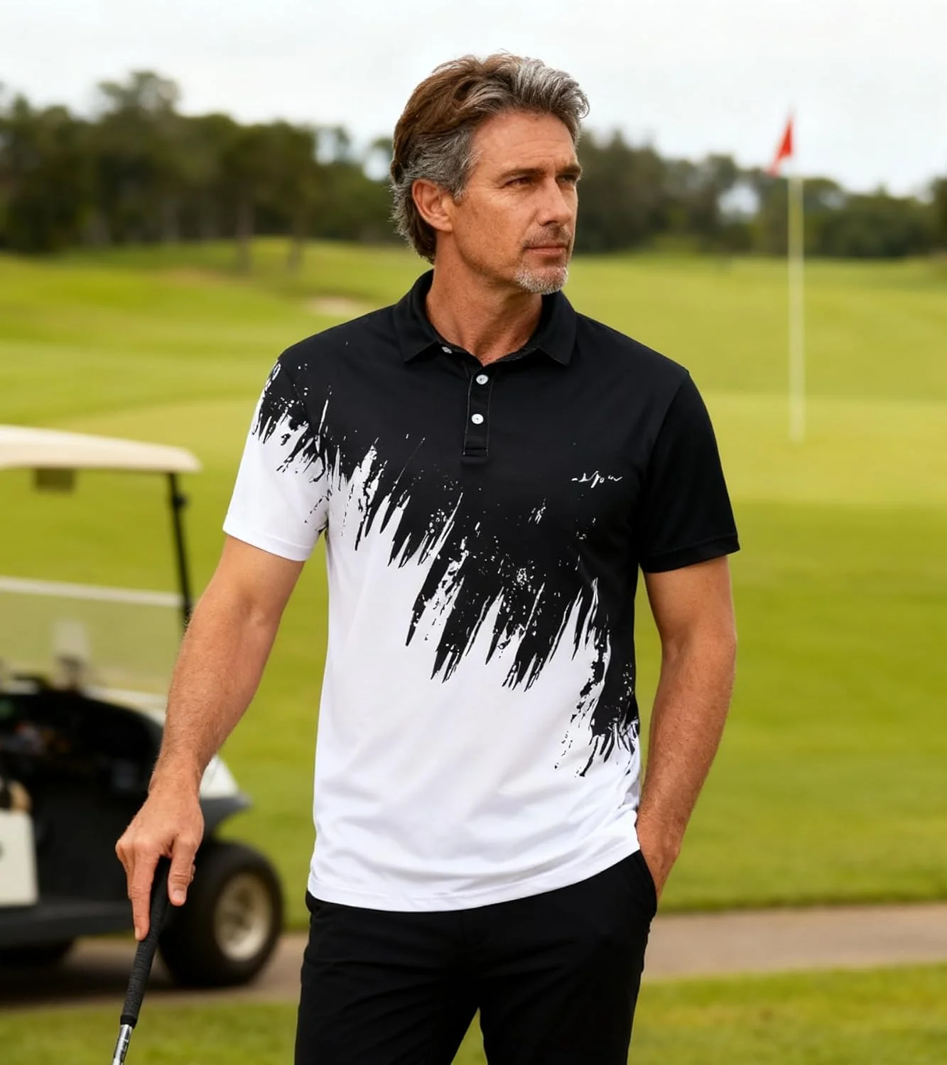 پولوشرت مردانه ورزشی یقه دار آستین کوتاه با قابلیت خشک شدن سریع و طرح سه بعدی