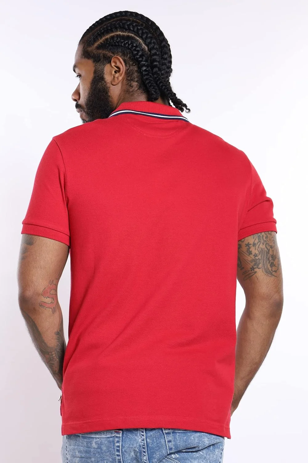 پولوشرت یقه دار مردانه یو.اس. پولو اسن. مدل اسلیم فیت با لوگوی کوچک، رنگ قرمز