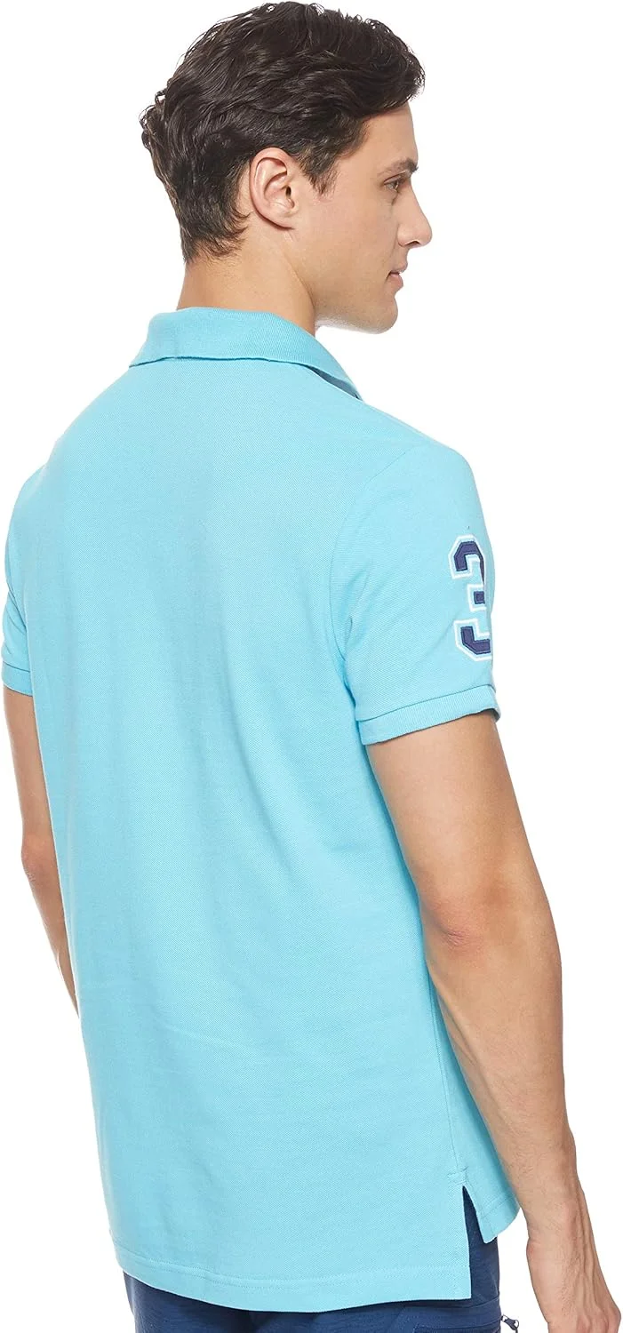 پولوشرت آستین کوتاه مردانه یو.اس. پولو اسن. با تکه دوزی، پولوشرت تابستانی غیر رسمی با برش باریک و رنگ متضاد