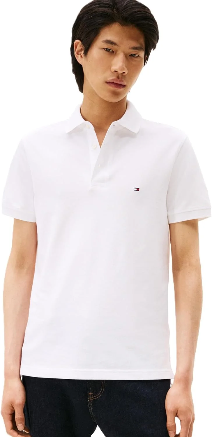 پولوشرت آستین کوتاه مردانه تامی هیلفیگر، فیت اسلیم، کشی و تهیه شده از پنبه ارگانیک پیکوئه