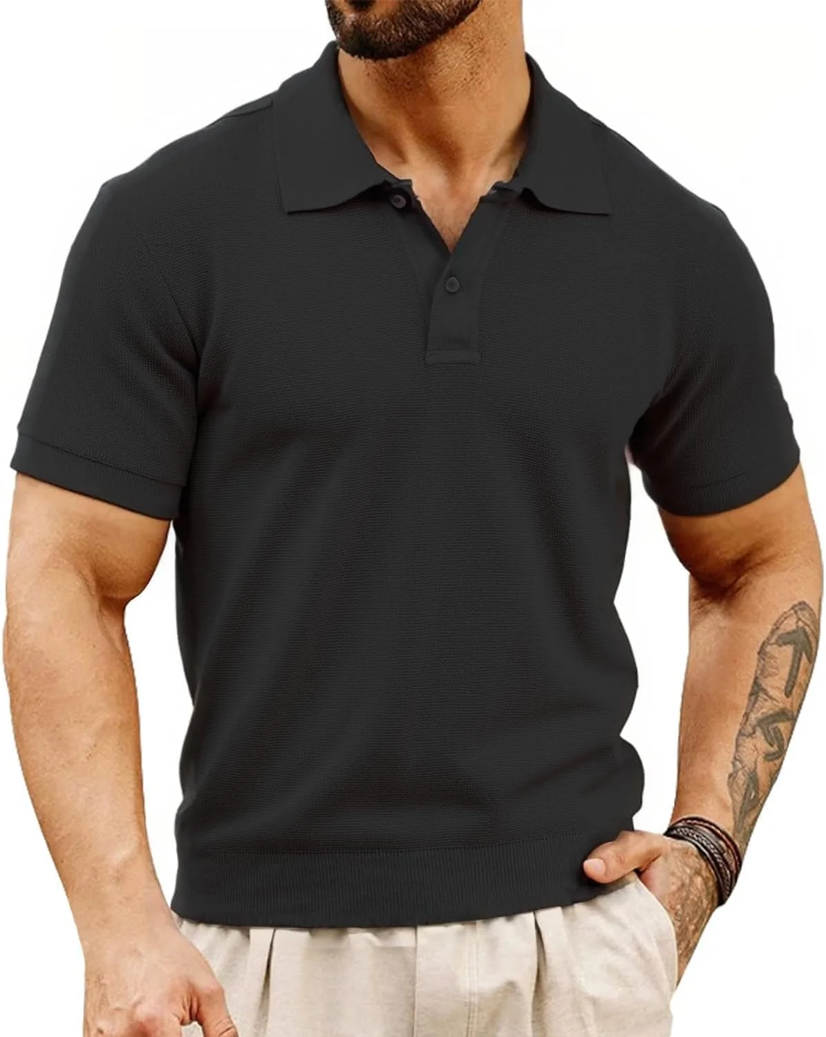 پولوشرت مردانه TrailTech آستین کوتاه بافت دار ساحلی تابستانی پولوشرت بافتنی پیراهن گلف غیر رسمی پولوشرت یقه دار تابستانی