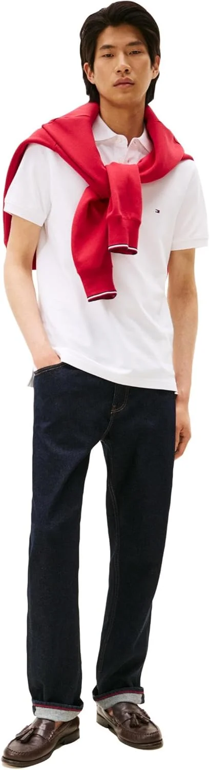 پولوشرت آستین کوتاه مردانه تامی هیلفیگر، فیت اسلیم، کشی و تهیه شده از پنبه ارگانیک پیکوئه