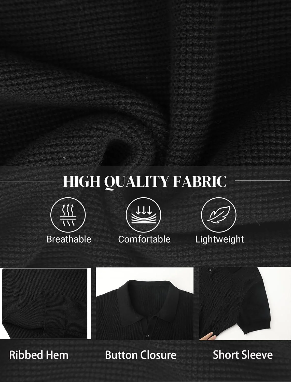 پولوشرت مردانه TrailTech آستین کوتاه بافت دار ساحلی تابستانی پولوشرت بافتنی پیراهن گلف غیر رسمی پولوشرت یقه دار تابستانی