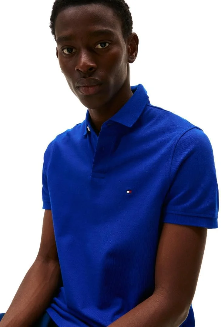 پولوشرت آستین کوتاه مردانه تامی هیلفیگر، فیت معمولی، دارای کشسانی و بافته شده از پنبه ارگانیک