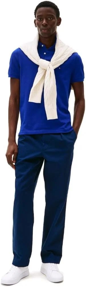 پولوشرت آستین کوتاه مردانه تامی هیلفیگر، فیت معمولی، دارای کشسانی و بافته شده از پنبه ارگانیک