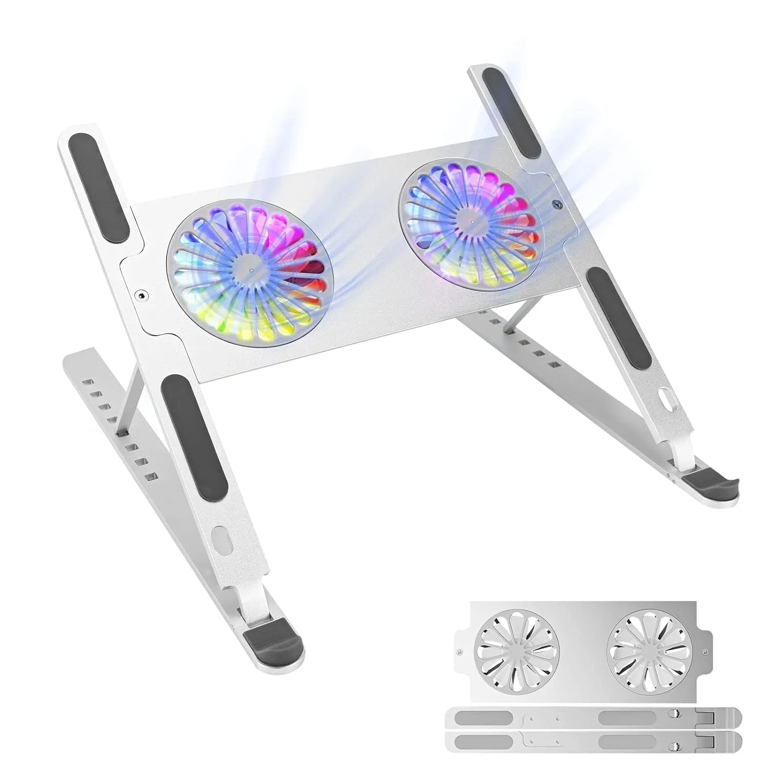 پایه خنک کننده لپ تاپ NALACAL برای میز، پایه لپ تاپ تاشو قابل حمل با فن های بی صدا با سرعت 2700 دور در دقیقه، سازگار با نوت بوک های 10 تا 17.3 اینچی