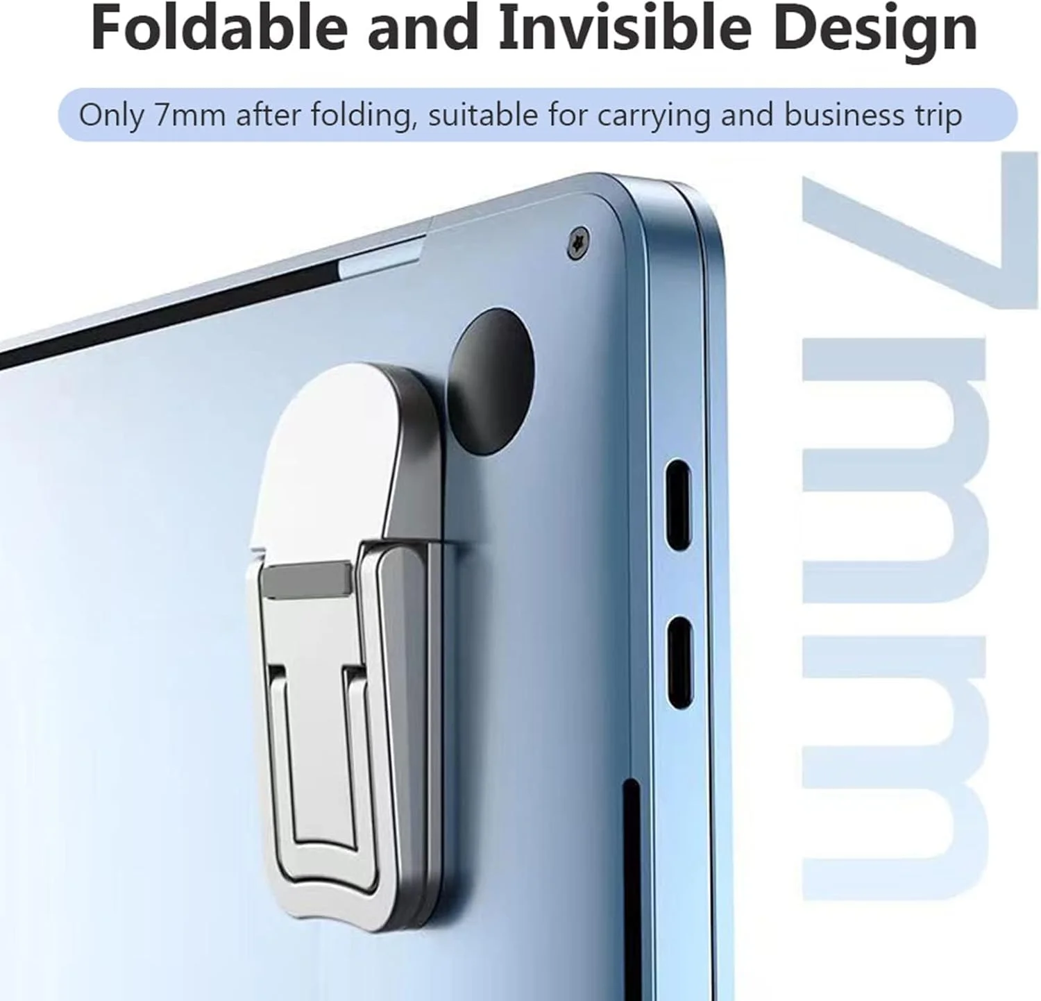 پایه لپ تاپ تاشو کوچک NALACAL، پایه صفحه کلید کامپیوتر قابل حمل نامرئی خود چسب، ارتفاع قابل تنظیم برای مک بوک، دل، اچ پی و سایر لپ تاپ های 10-17 اینچی، مشکی، 2 عدد (نقره ای)