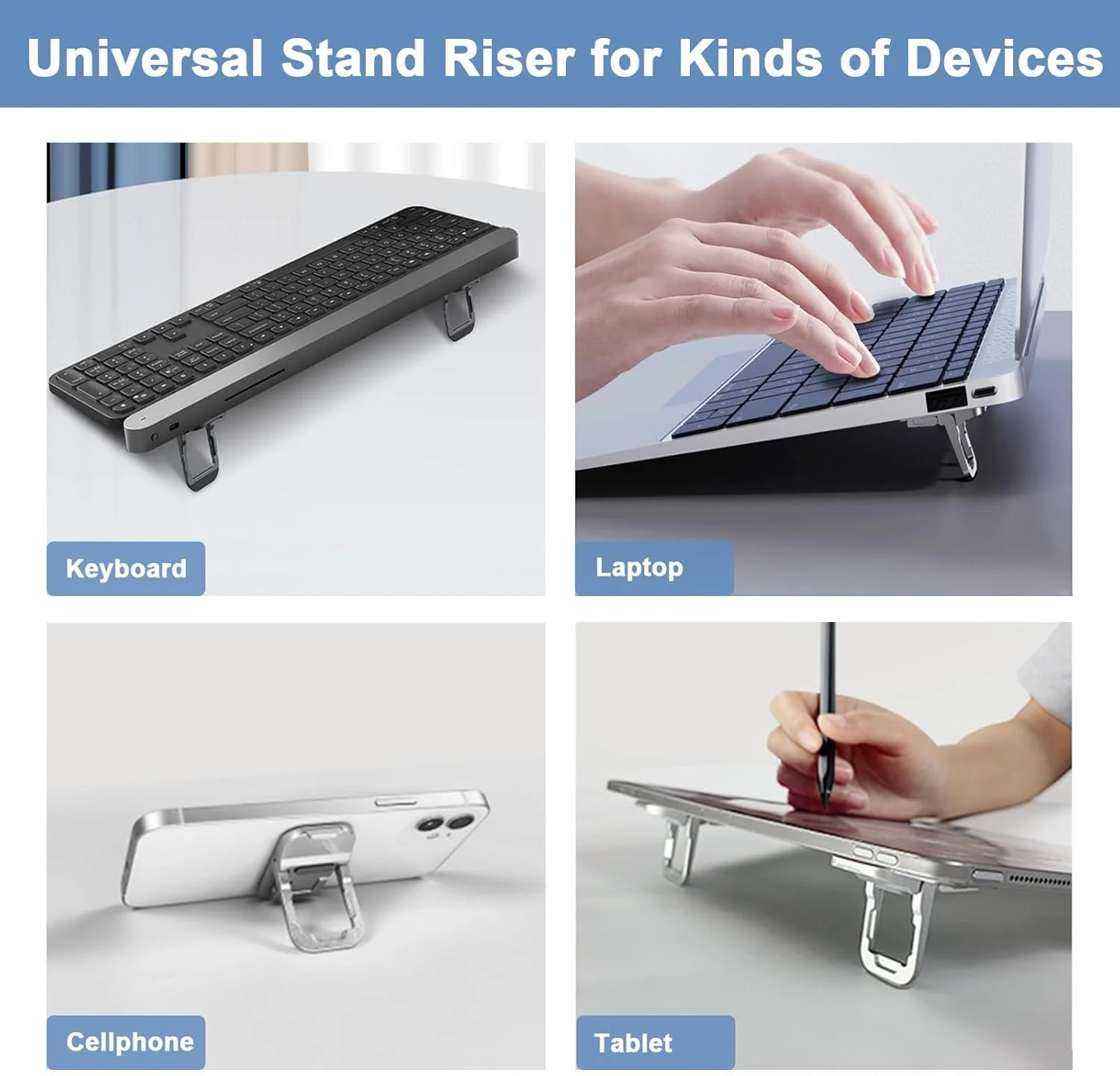 پایه نگهدارنده ارگونومیک کیبورد لپ تاپ NALACAL، پایه تاشو خودچسب مینی نامرئی کیبورد کامپیوتر، ارتفاع قابل تنظیم برای مک بوک، دل، اچ پی و سایر لپ تاپ های 10-17 اینچی، 2 عدد (نقره ای)