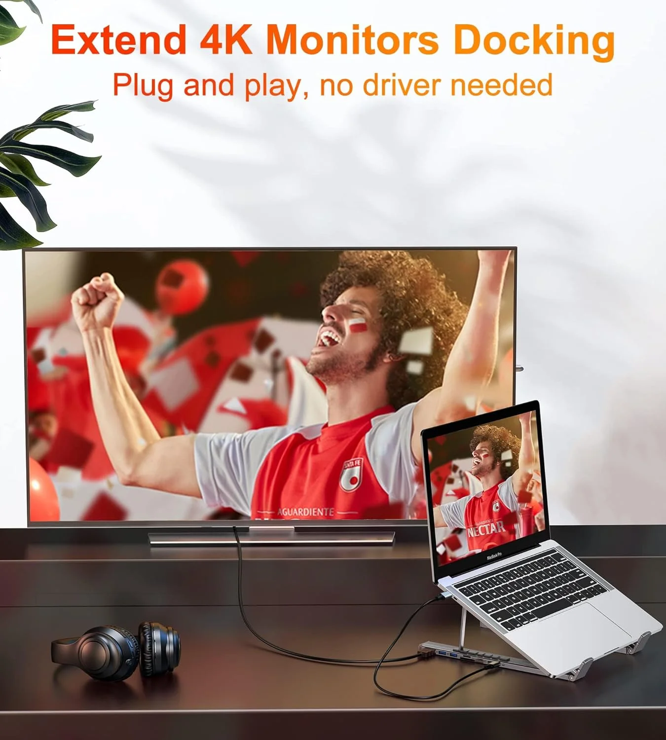 پایه نگهدارنده لپ‌تاپ NALACAL، پایه تبلت USB C، هاب USB C هفت در یک با 4K HDMI، دو عدد USB 3.1، PD 100W، پایه اتصال جهانی برای MacBook Pro/Air/Dell/HP/Surface/Lenovo، اتصال آسان