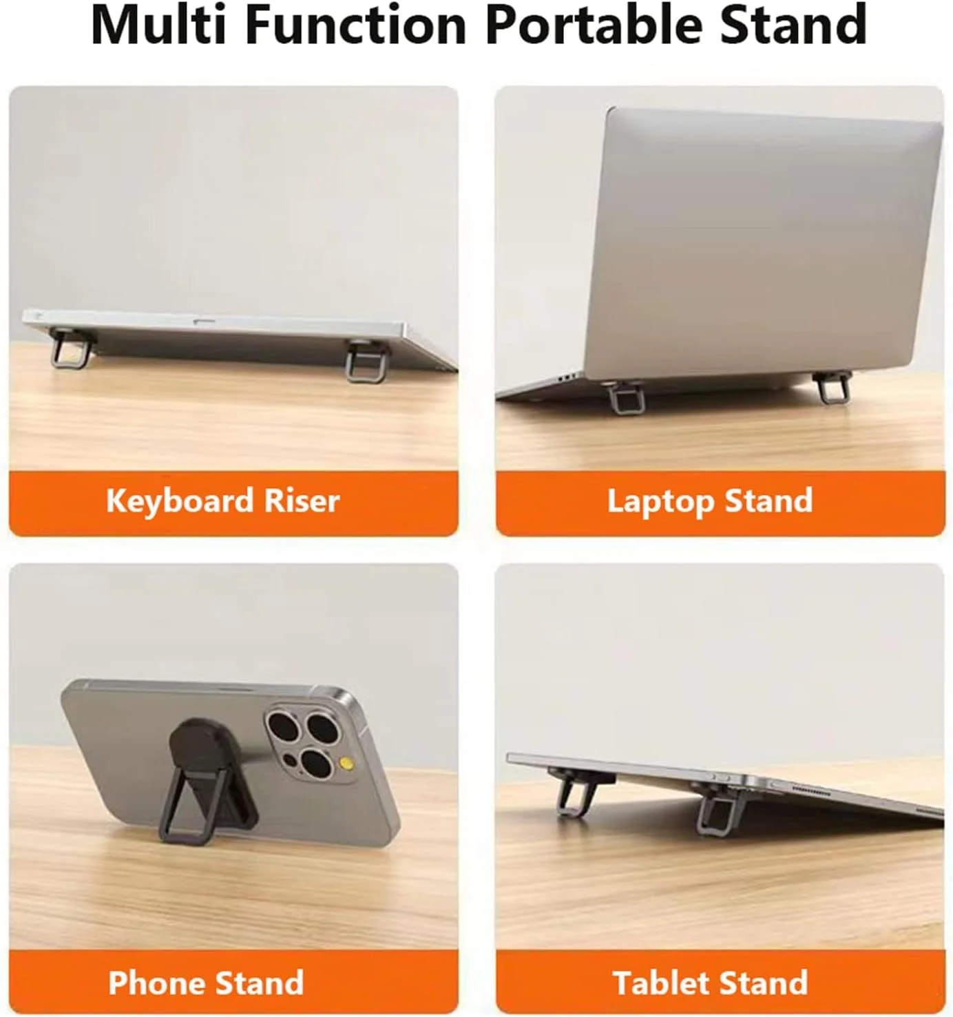 پایه لپ تاپ تاشو کوچک NALACAL، پایه صفحه کلید کامپیوتر قابل حمل نامرئی خود چسب، ارتفاع قابل تنظیم برای مک بوک، دل، اچ پی و سایر لپ تاپ های 10-17 اینچی، مشکی، 2 عدد (نقره ای)