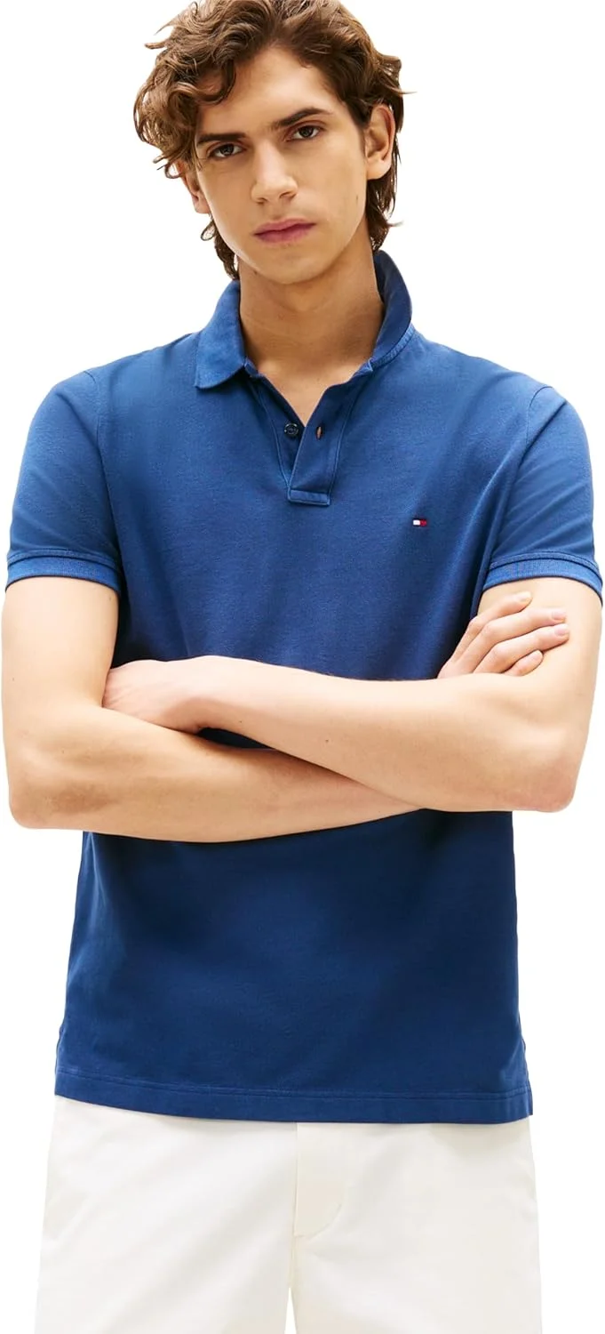 پولوشرت آستین کوتاه مردانه تامی هیلفیگر با فیت معمولی و رنگرزی شده