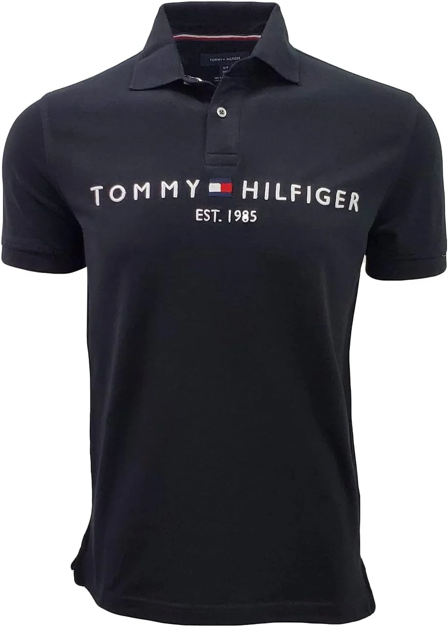 پولوشرت مردانه تامی هیلفیگر با لوگوی گرافیکی گلدوزی شده و بافت توری