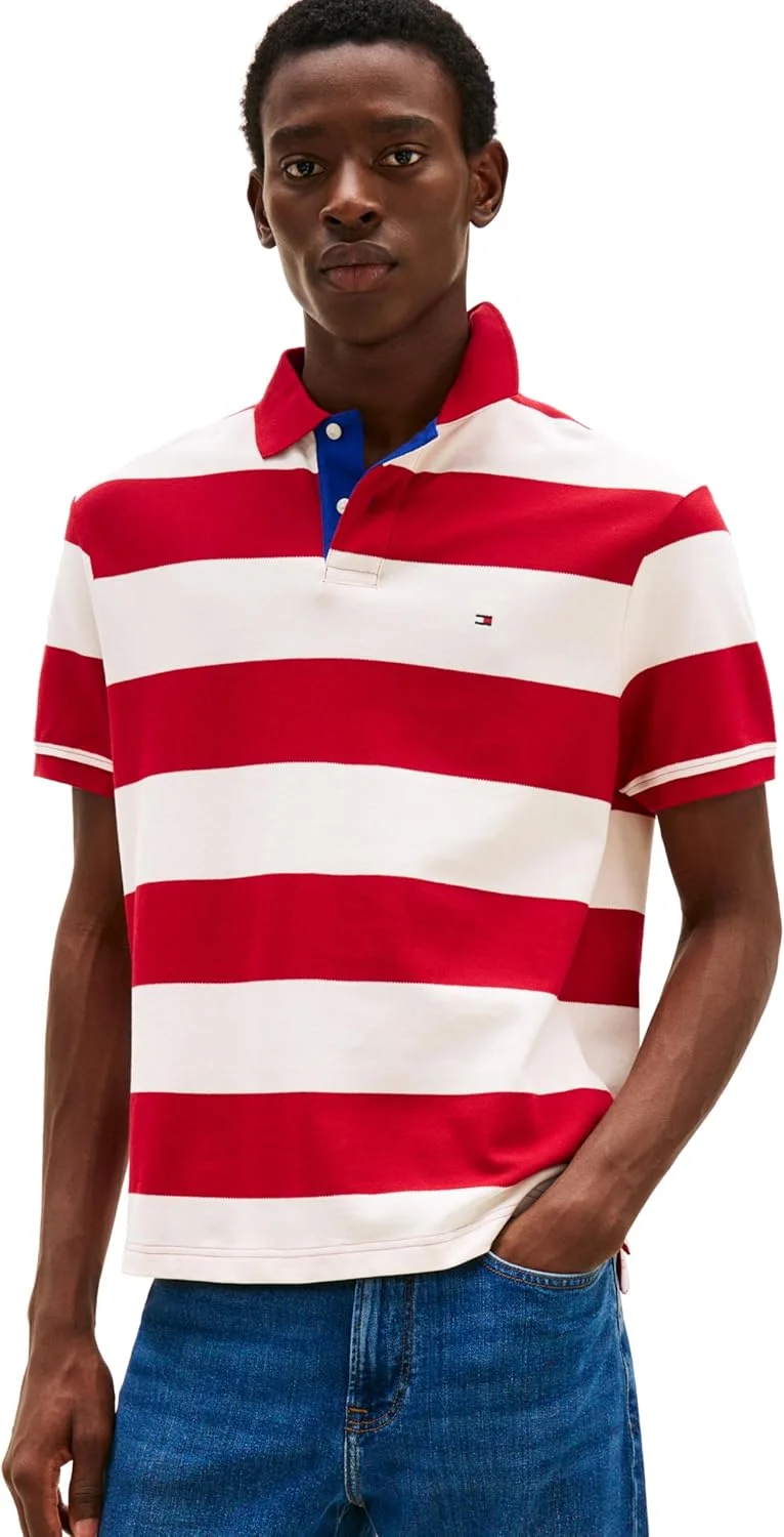پولوشرت آستین کوتاه مردانه تامی هیلفیگر با طرح راه راه راگبی