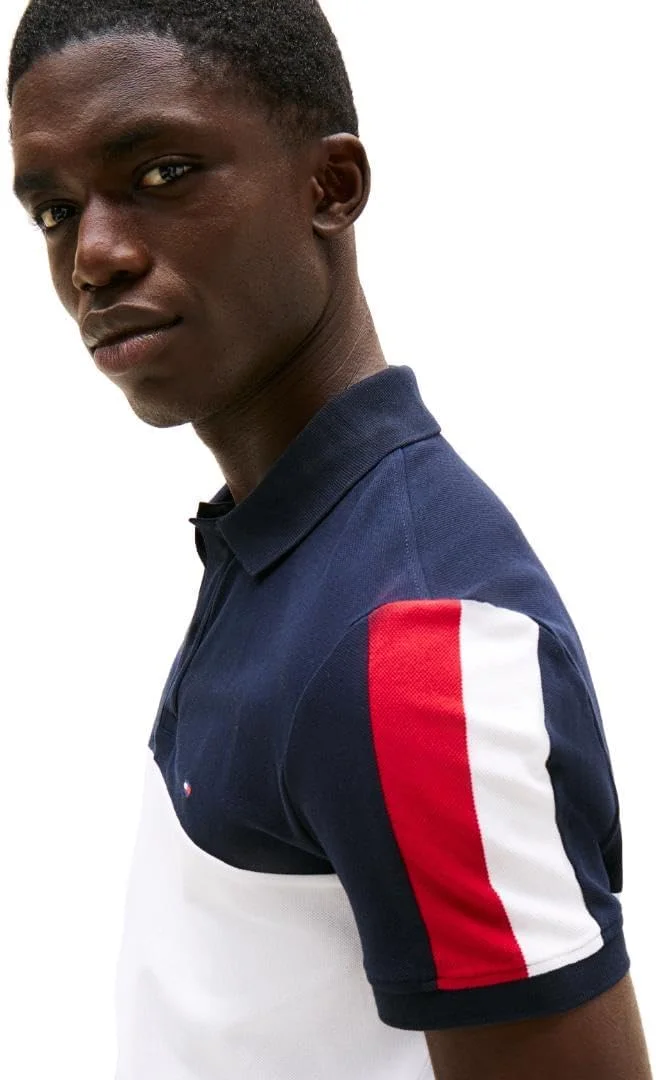 پولوشرت آستین کوتاه مردانه تامی هیلفیگر، مدل کلاسیک، کشی و طرح رنگی