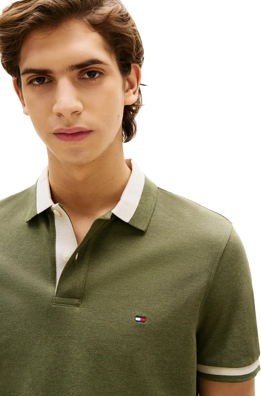 پولوشرت آستین کوتاه مردانه تامی هیلفیگر، فیت معمولی، دارای کشسانی و طراحی یقه متفاوت