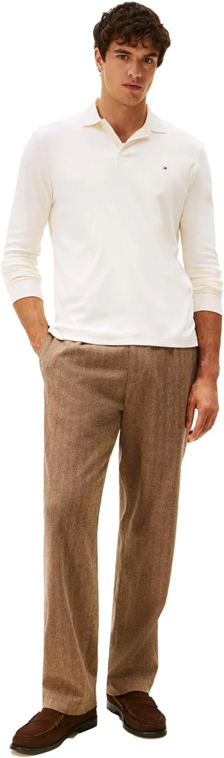 پولوشرت آستین بلند مردانه تامی هیلفیگر با کتان مایع و برش معمولی
