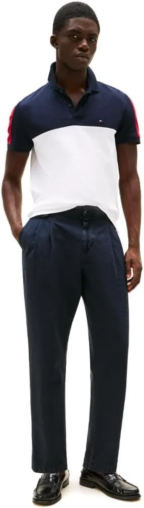 پولوشرت آستین کوتاه مردانه تامی هیلفیگر، مدل کلاسیک، کشی و طرح رنگی