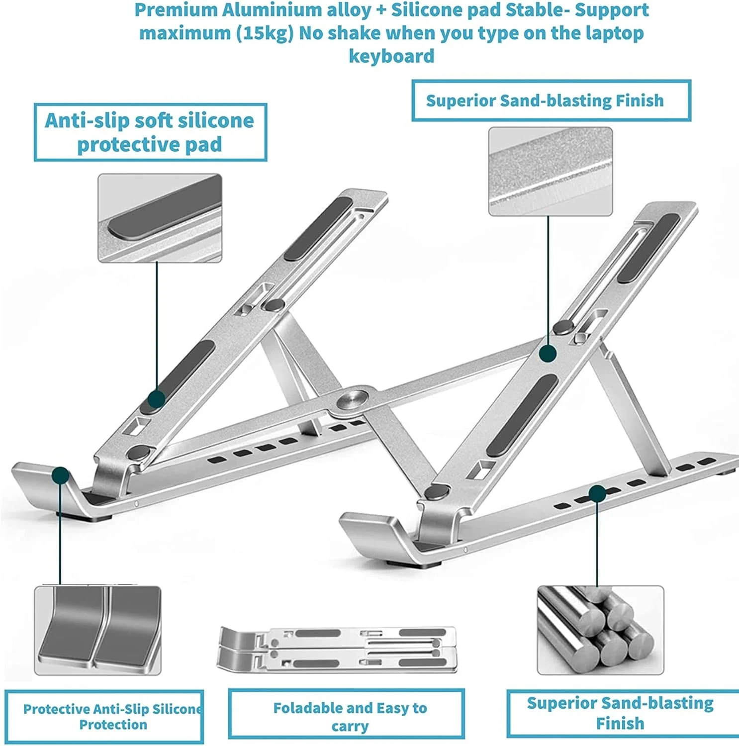 پایه لپتاپ قابل تنظیم Sulfar | پایه و نگهدارنده آلومینیومی قابل حمل برای میز | پایه تاشو خنک کننده با تهویه برای مک بوک پرو/ایر، اچ پی، دل، سونی و غیره (10-15.6 اینچ) پایه لپتاپ قابل تنظیم Sulfar | پایه و نگهدارنده آلومینیومی قابل حمل برای میز | پایه تاشو خنک کننده با تهویه برای مک بوک پرو/ایر، اچ پی، دل، سونی و غیره (10-15.6 اینچ)