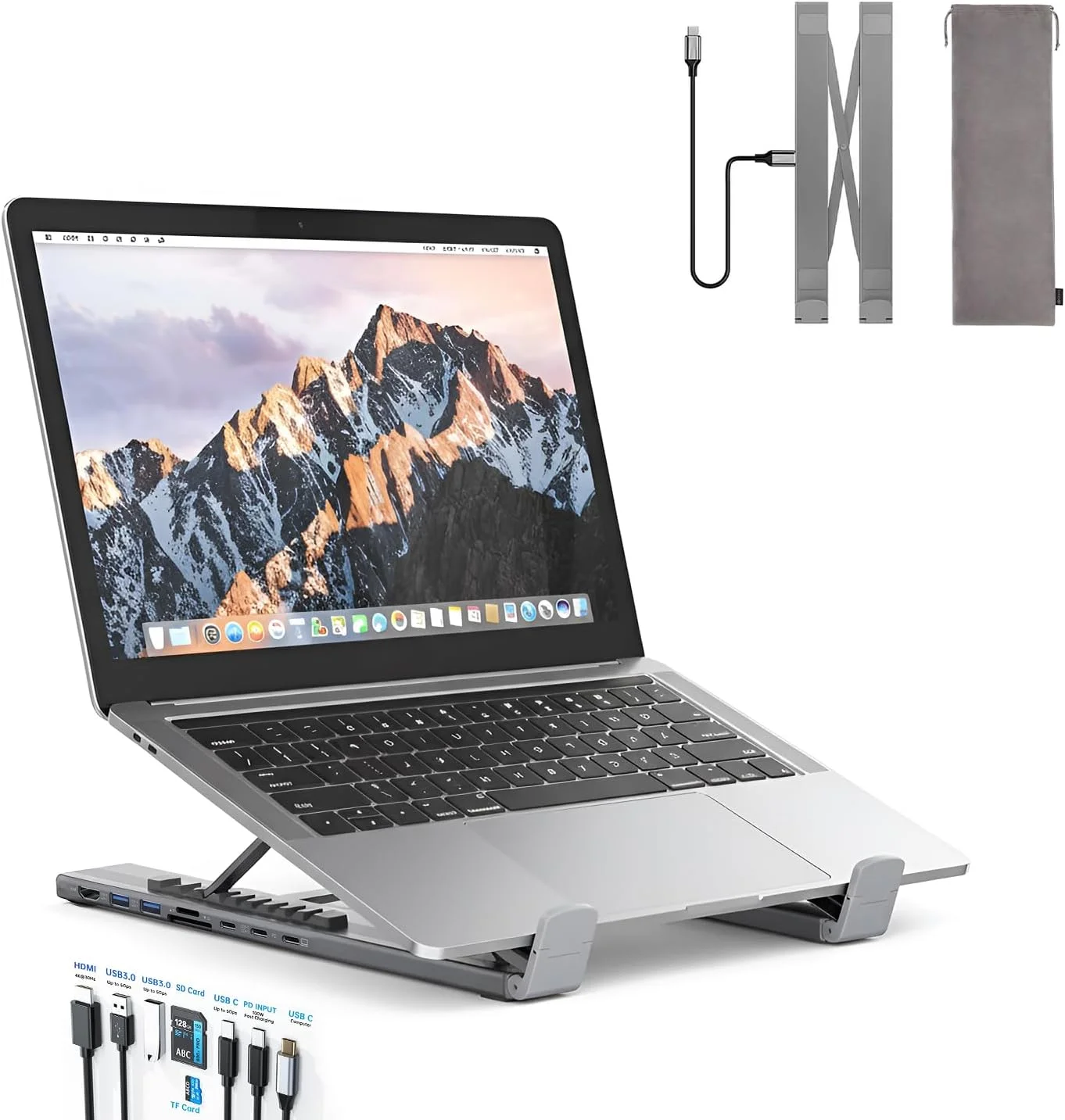 پایه لپتاپ و ایستگاه اتصال USB-C هشت در یک فرست ویو DockHub | پایه ارگونومیک قابل تنظیم با خروجی 4K HDMI، شارژ سریع PD 100W، USB 3.0، کارتخوان SD/TF، هاب چند پورت برای مکبوک پرو/دل/اچپی/لنوو، اتصال آسان پایه لپتاپ و ایستگاه اتصال USB-C هشت در یک فرست ویو DockHub | پایه ارگونومیک قابل تنظیم با خروجی 4K HDMI، شارژ سریع PD 100W، USB 3.0، کارتخوان SD/TF، هاب چند پورت برای مکبوک پرو/دل/اچپی/لنوو، اتصال آسان