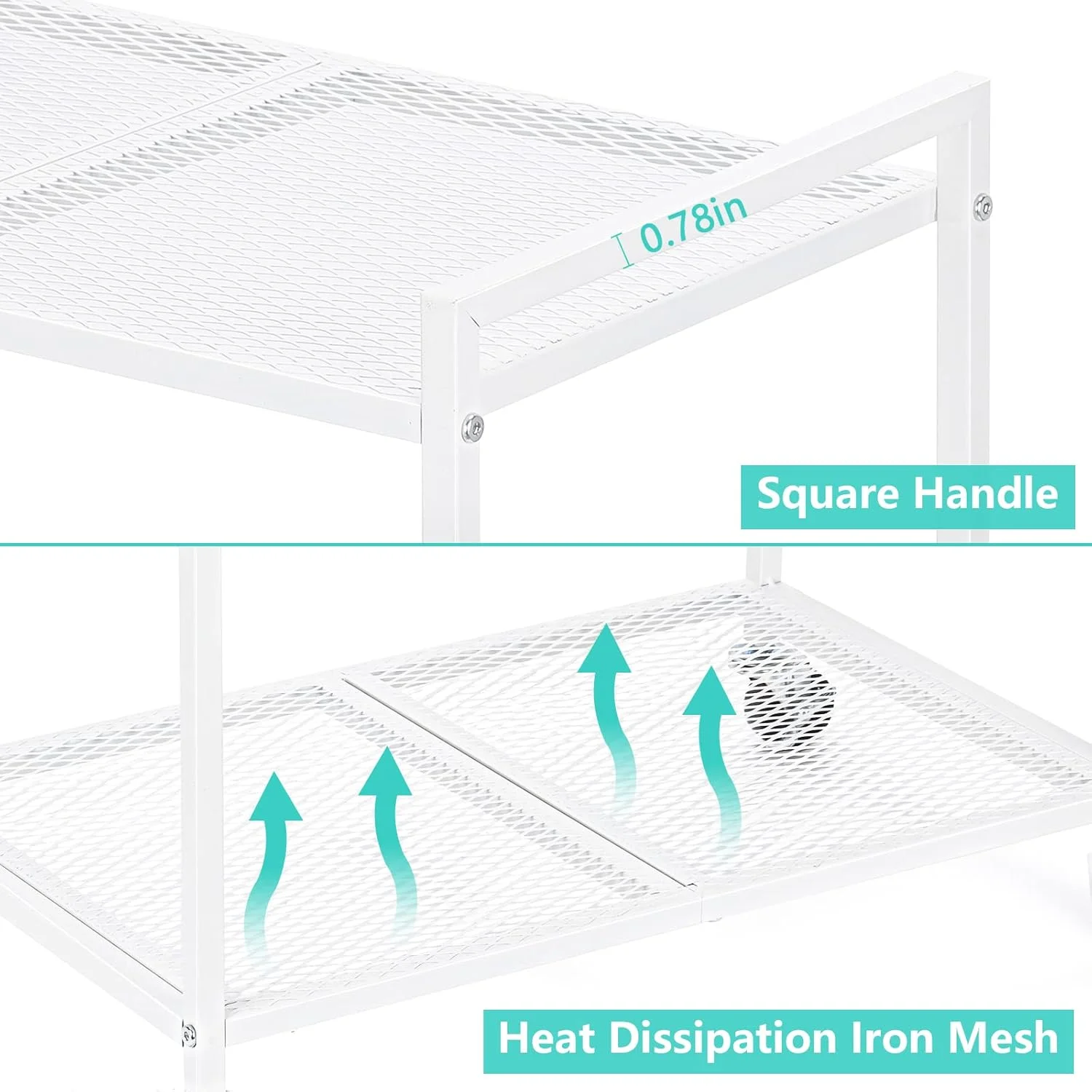 پایه کیس کامپیوتر YBING، پایه سفید رنگ کیس، دارای دو طبقه، نگهدارنده CPU با چرخ، پایه فلزی متحرک کیس کامپیوتر، چرخ دار، مناسب برای فکس، خانه و اداره