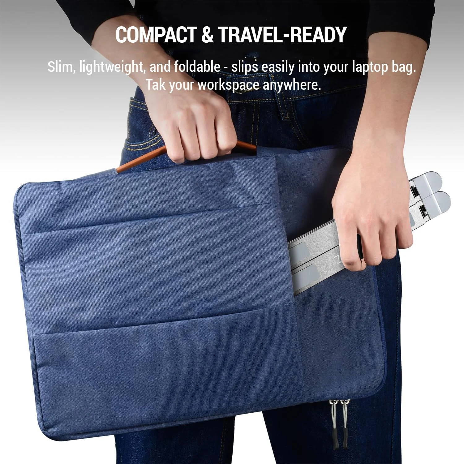 پایه لپ‌تاپ قابل حمل - بالابر آلومینیومی با قابلیت تنظیم ارتفاع دوگانه برای میز، 2 رنگ، تاشو، سبک وزن، ارگونومیک، ضد لغزش، دارای تهویه، سازگار با مک‌بوک، کروم‌بوک و غیره (خاکستری)