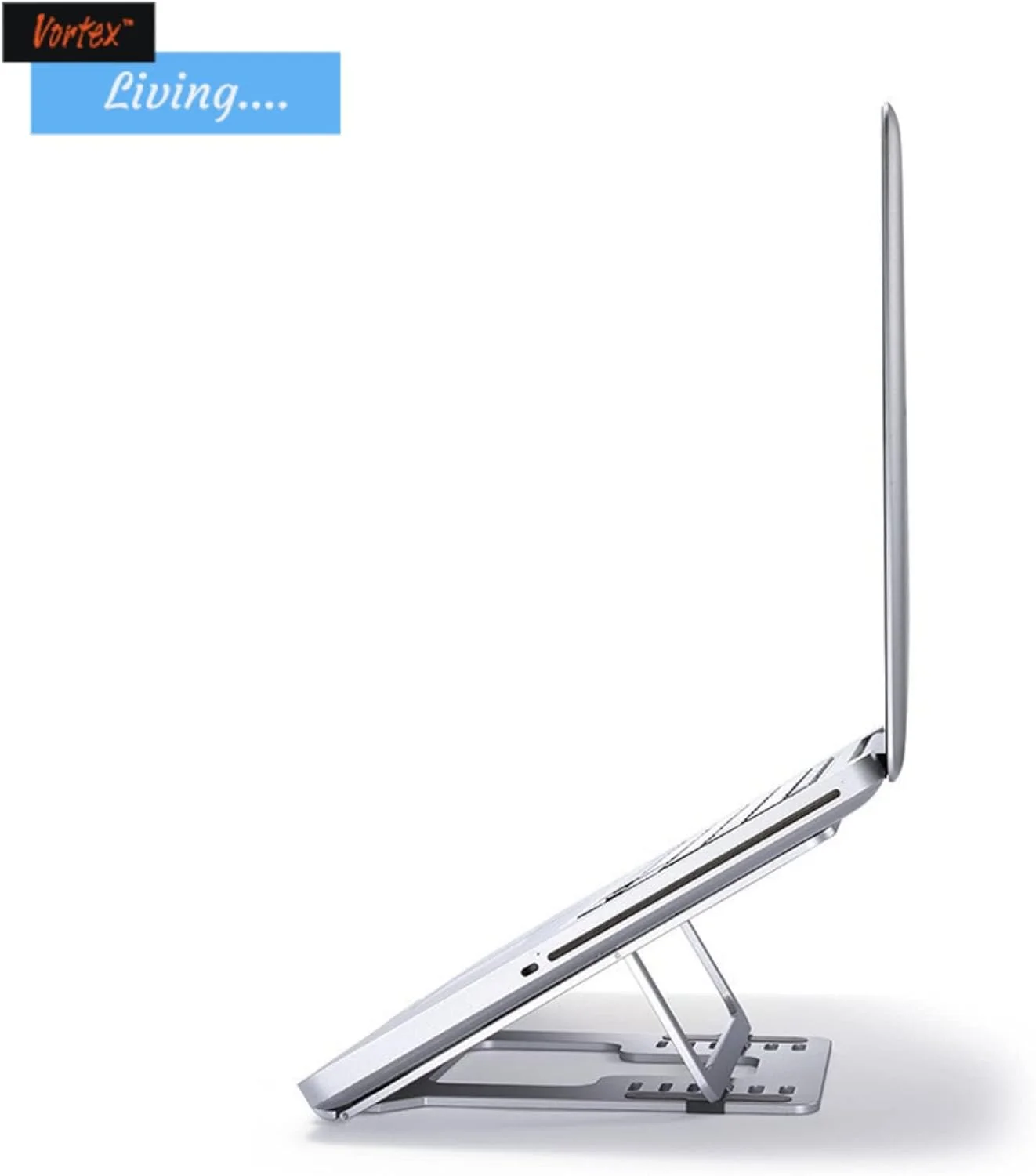 پایه لپ تاپ ورتکس مدل D24-3 نقره ای، پایه تبلت لپ تاپ قابل تنظیم، پایه چند زاویه ای، پایه تلفن، پایه لپ تاپ تاشو قابل حمل برای مک بوک ایر/پرو و ​​سایر نوت بوک ها 10-17.3 اینچی