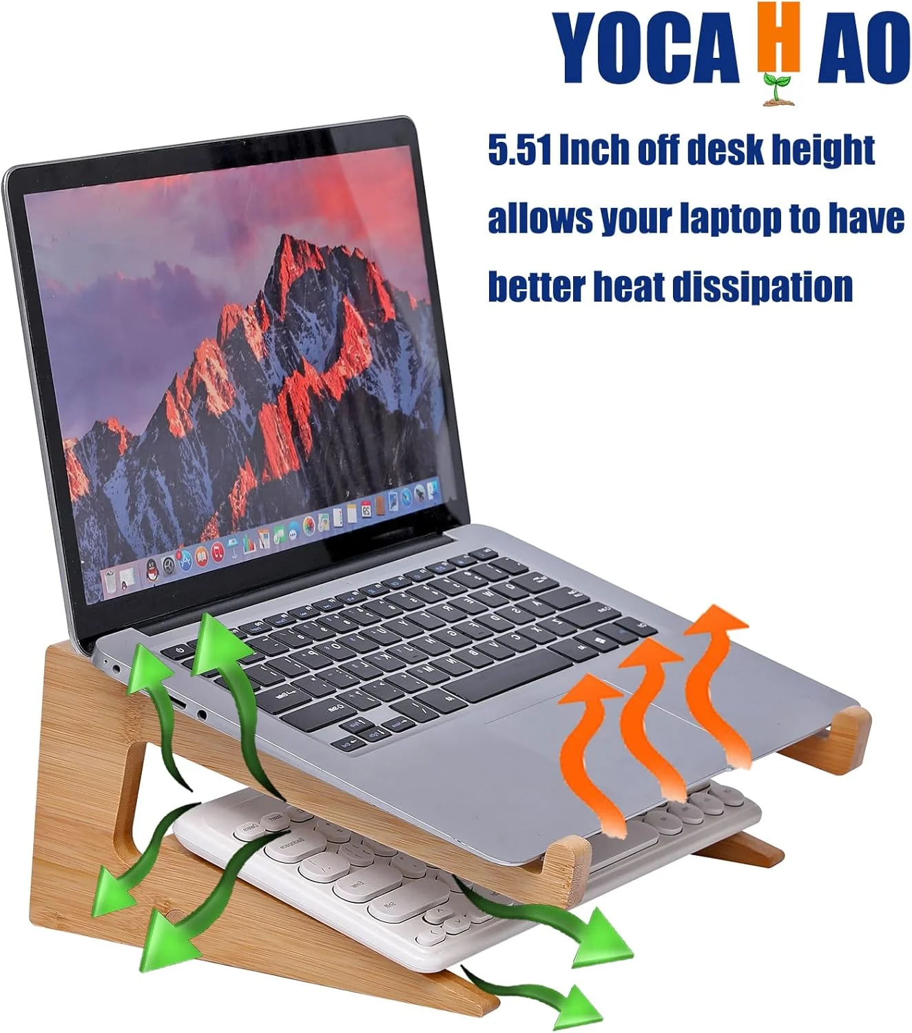 پایه لپ تاپ چوبی عمودی برای میز، پایه لپ تاپ بامبو سازگار با MacBook Air Pro/Dell XPS/Surface pro/HP/Pixelbook/Lenovo و سایر لپ تاپ ها 13-18.6 اینچی