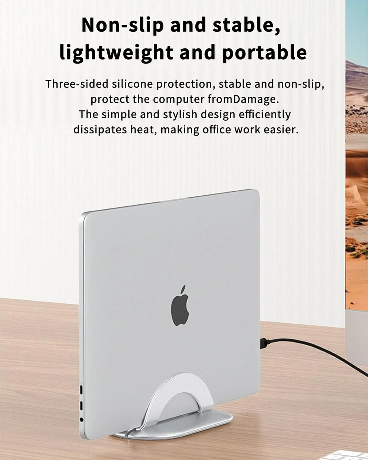 نگهدارنده عمودی لپ‌تاپ و تبلت برای میز، مناسب برای همه لپ‌تاپ‌ها و تبلت‌ها، عرض قابل تنظیم، صرفه‌جویی در فضا