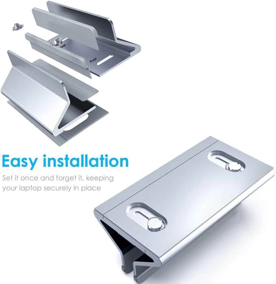 پایه نگهدارنده عمودی لپ تاپ آلومینیومی قابل تنظیم، صرفه جویی در فضای میز، سازگار با مک بوک ایر پرو، آیپد پرو، سرفیس، دل، اچ پی و لپ تاپ های 11-17 اینچی (نقره ای دوگانه)