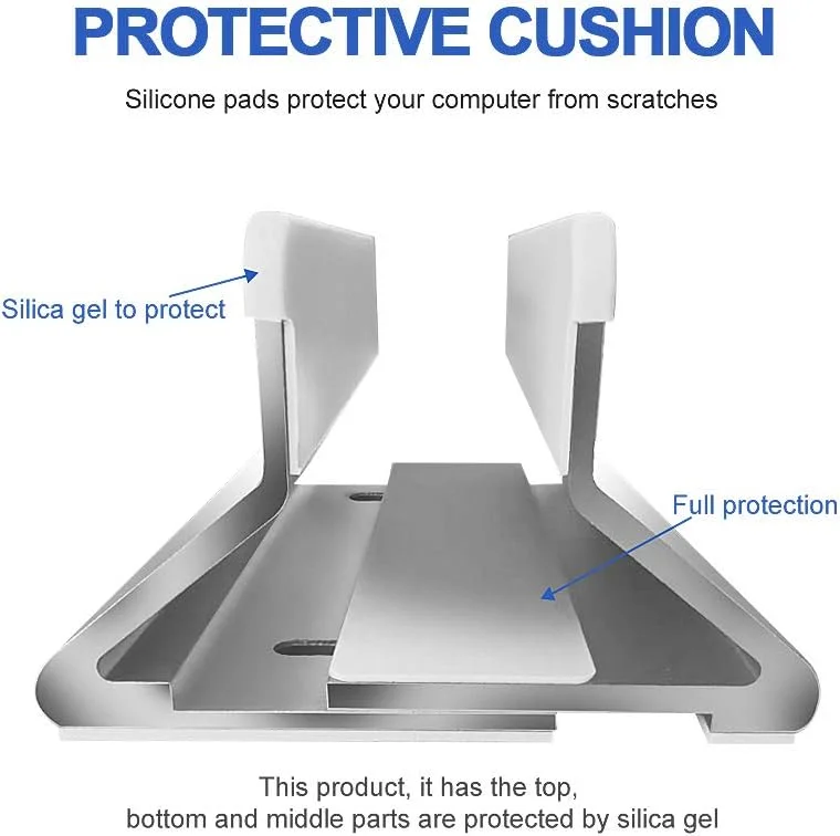 پایه نگهدارنده عمودی لپ تاپ آلومینیومی قابل تنظیم، صرفه جویی در فضای میز، سازگار با مک بوک ایر پرو، آیپد پرو، سرفیس، دل، اچ پی و لپ تاپ های 11-17 اینچی (نقره ای دوگانه)