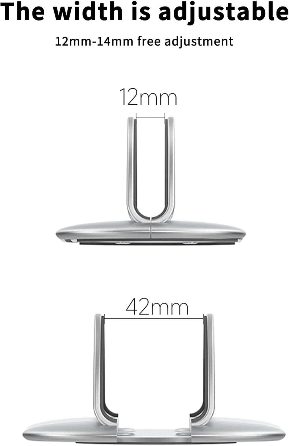 نگهدارنده عمودی لپ‌تاپ و تبلت برای میز، مناسب برای همه لپ‌تاپ‌ها و تبلت‌ها، عرض قابل تنظیم، صرفه‌جویی در فضا