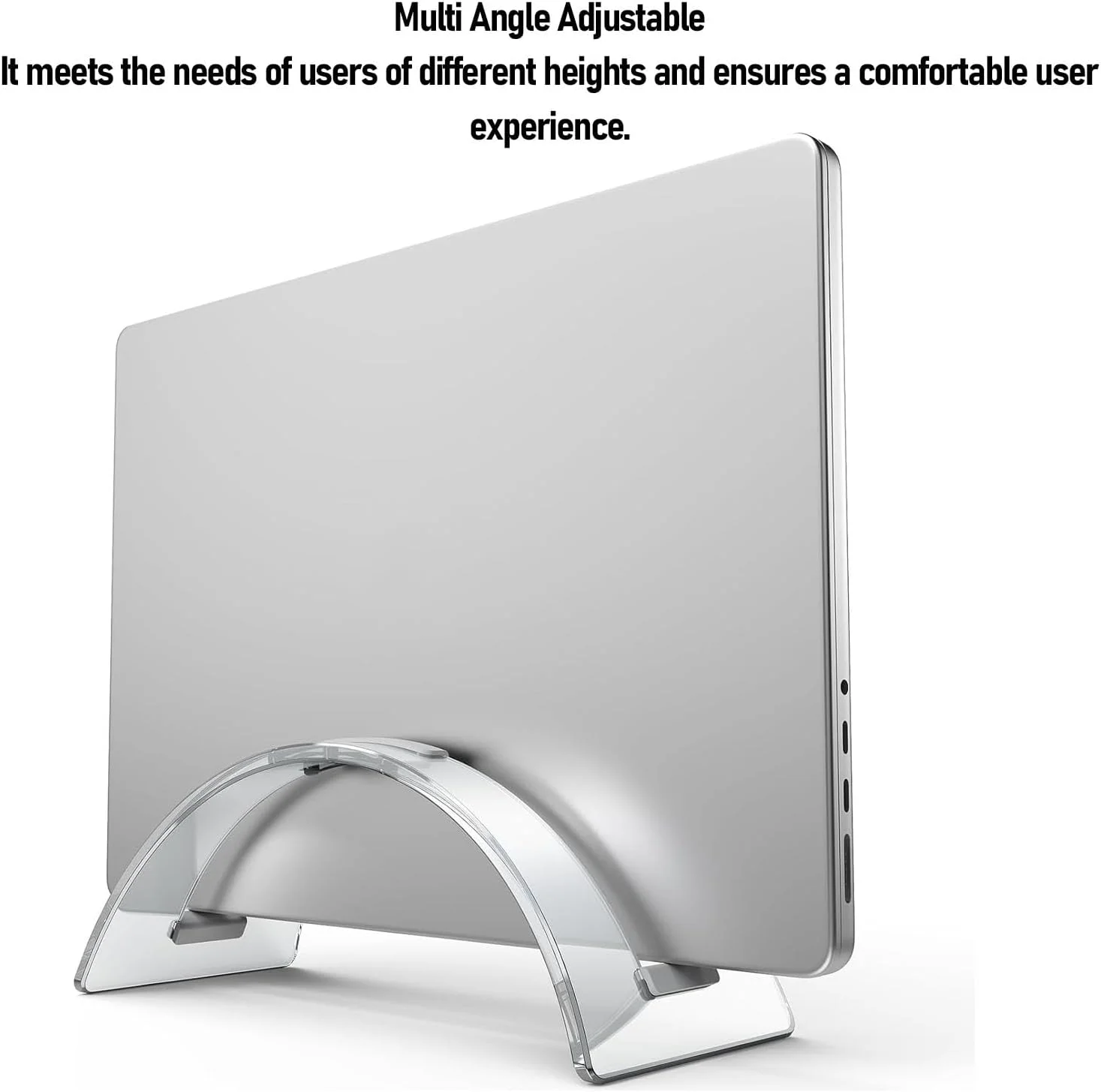 پایه عمودی لپ تاپ، طراحی صرفه جویی در فضا، پایه اتصال لپ تاپ با قابلیت تنظیم چند زاویه، نگهدارنده عمودی لپ تاپ رومیزی