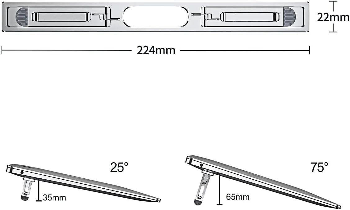 پایه لپ تاپ، پایه لپ تاپ تاشو قابل حمل، رایزر کامپیوتر ارگونومیک نامرئی چسبی، قابل تنظیم در 4 سطح برای همه لپ تاپ ها و تبلت ها