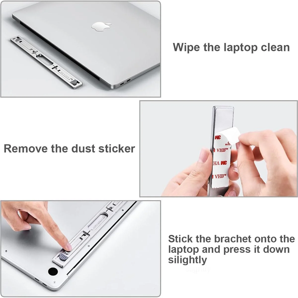 پایه لپ تاپ، پایه لپ تاپ تاشو قابل حمل، رایزر کامپیوتر ارگونومیک نامرئی چسبی، قابل تنظیم در 4 سطح برای همه لپ تاپ ها و تبلت ها