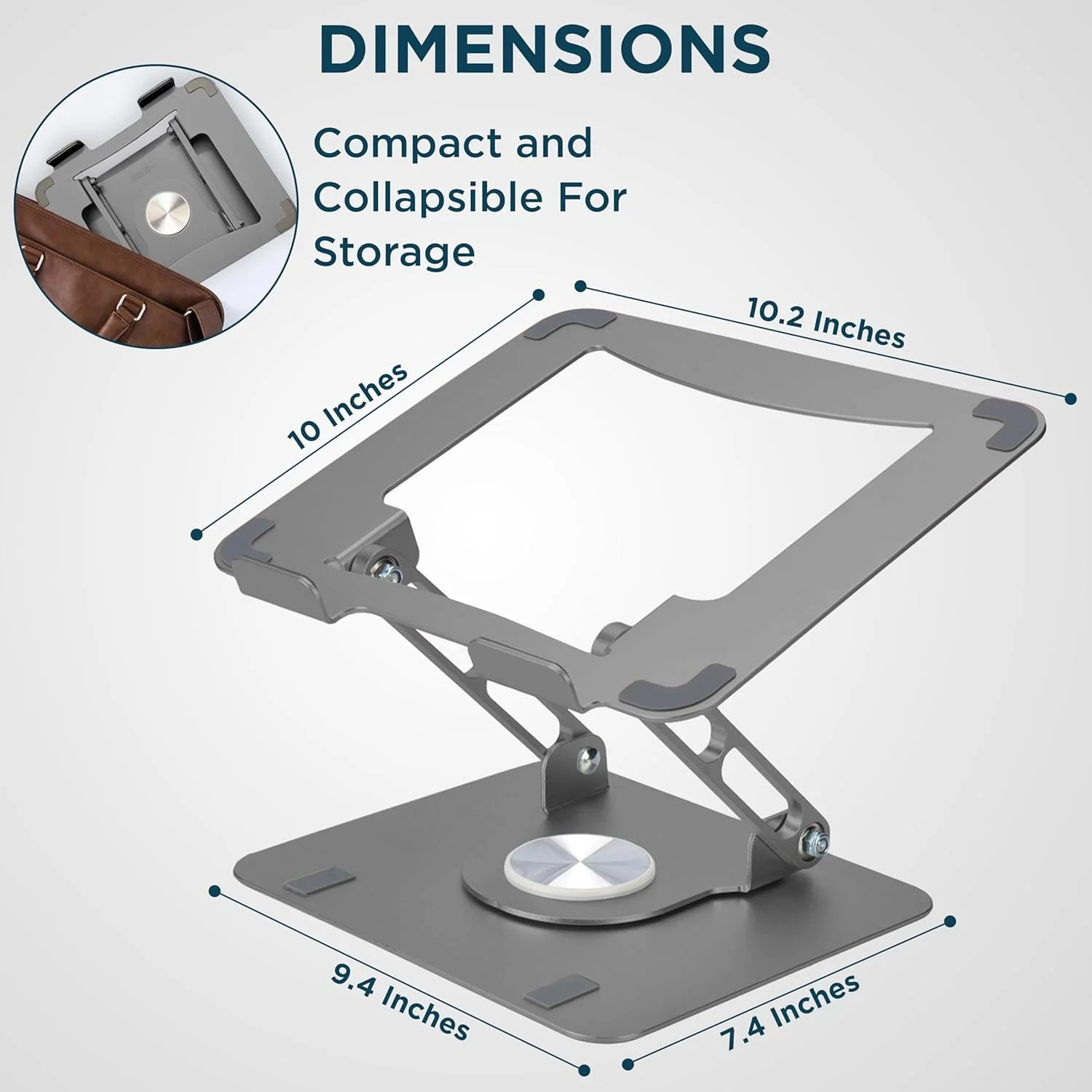 پایه لپ‌تاپ چرخان ارگونومیک برای میز، پایه قابل تنظیم کامپیوتر و آیپد با چرخش 360 درجه، نگهدارنده لپ‌تاپ قابل حمل برای لوازم ارگونومیک دفتر کار خانگی (خاکستری فضایی)